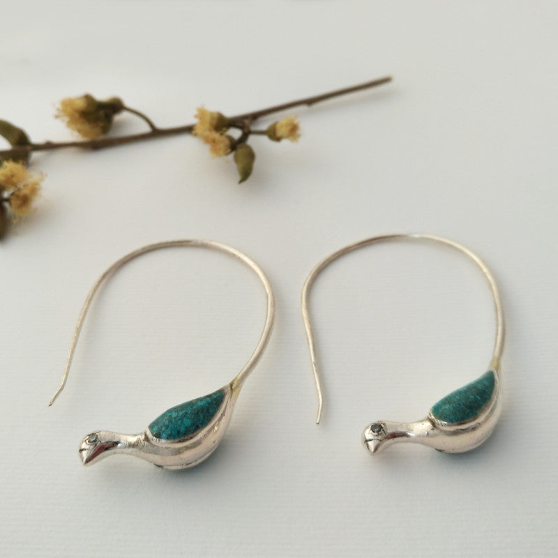Blue bird earrings