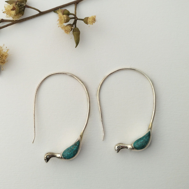 Blue bird earrings